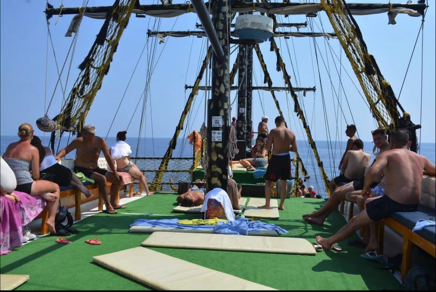 Alanya: Pirate Boat Tour w/ BBQ & Foam Party - From your Alanya hotel to the pirate boat