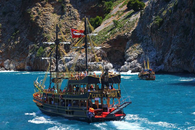 Alanya Pirate Boat with Lunch and Drinks - Red Tower, shipyard, and Alanya’s waterfront