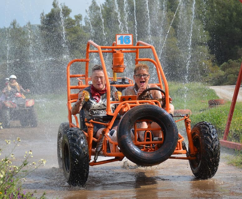 Alanya: River Rafting, Buggy Safari, and Ziplining Adventure - Buggy riding on dusty canyon roads