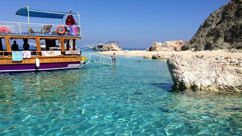 Antalya/Kemer: Adrasan Suluada Island Boat Tours with Lunch - Fish, pasta, and salad served on board