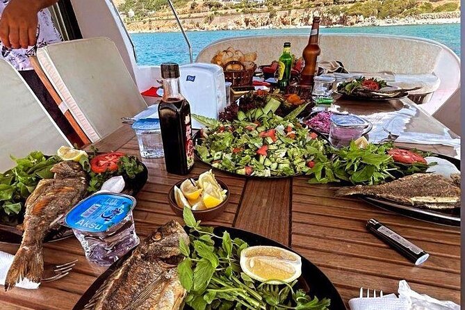 Bodrum Private Motor-Yacht Sunset Tour With Dinner For 3 Hour - Eating aboard while the sun drops