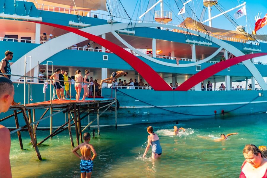 City of Side: Sightseeing Cruise w/ Swim Stops & Foam Party - The final swim near the river mouth