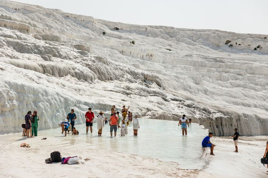 From Antalya/Kemer: Pamukkale and Hierapolis Tour with Lunch - Walking through Hierapolis