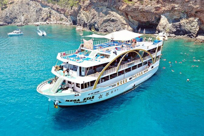 From Antalya To Kemer Mega Star Boat Trip w/Free Transfer - The day at a glance
