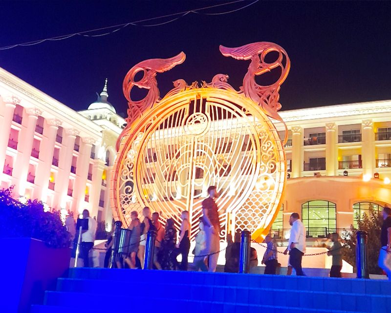 From city of Side Land of Legends Night Show - The evening begins at your Side hotel