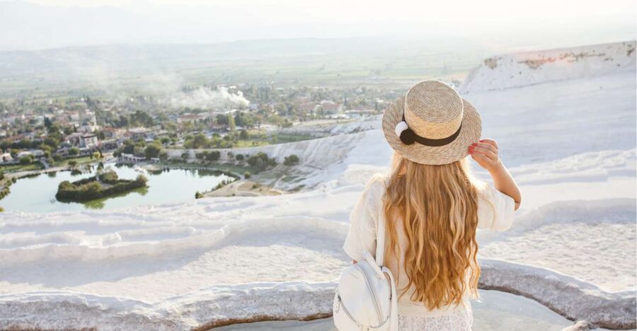 From City of Side: Pamukkale & Hierapolis Day Trip w/ Lunch - The Cotton Castle and changing thermal water
