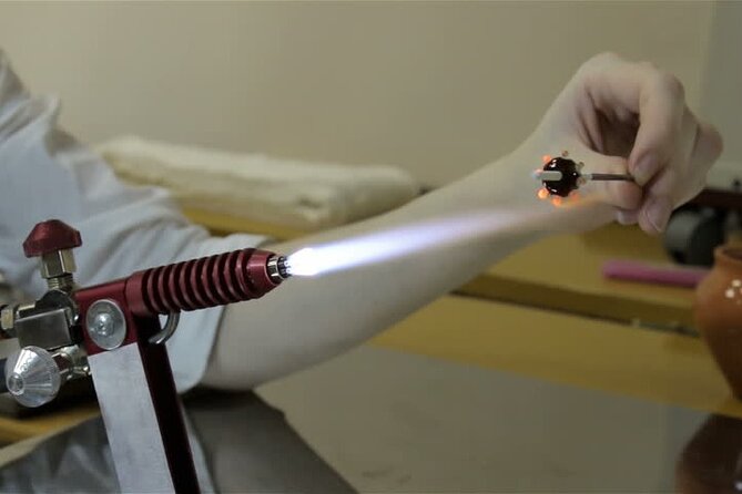 Glass Melting and Shaping with Flame with the Senior Glass Master - Putting on protective gear and making your bead
