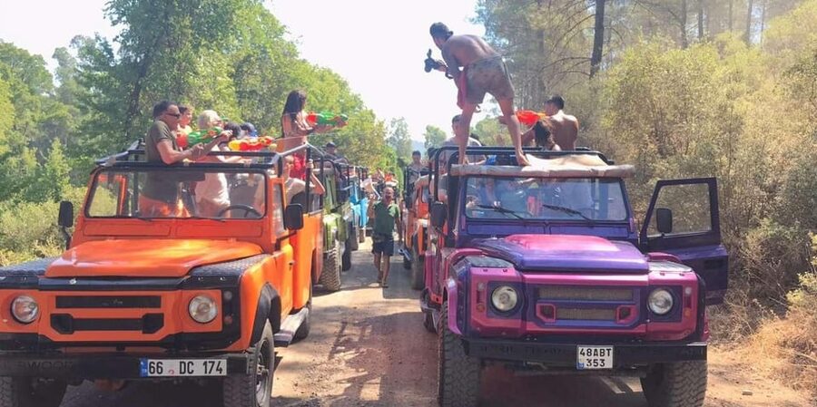 Icmeler Jeep Safari, Lunch, Water Fight, Colour & Foam Party - Leaving Icmeler for the mountain tracks