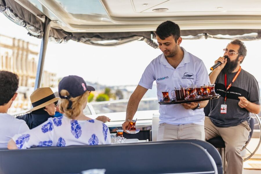 Istanbul: Bosphorus Yacht Cruise with Stopover on Asian Side - What is served on the yacht