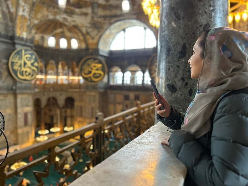 Istanbul: Hagia Sophia Ticket with Audio Guide & Blue Mosque - Inside Hagia Sophia, the upper gallery tells the story