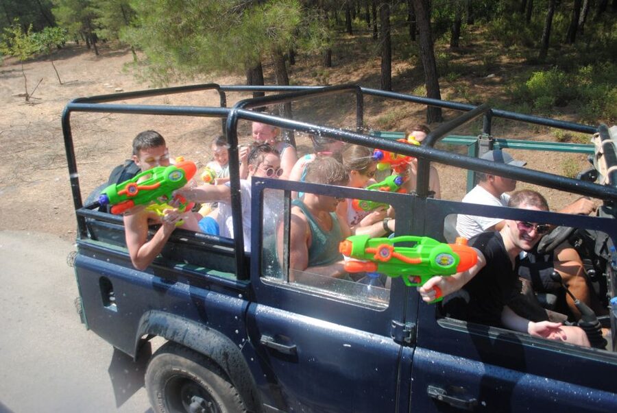 Marmaris Jeep Safari Water Fight, Colour and Foam Party - Pine forests, village views, and the Hisarönü off-road section