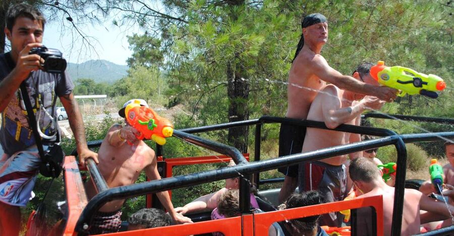 Marmaris Jeep Safari Water Fight, Colour and Foam Party - The jeep ride from Marmaris to the countryside
