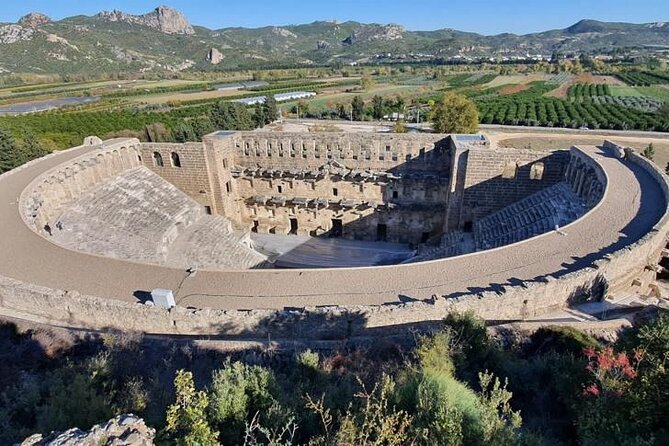 Perge Aspendos Aquaduct Side with Waterfall - Perge: wide Roman avenues and a remarkable stadium