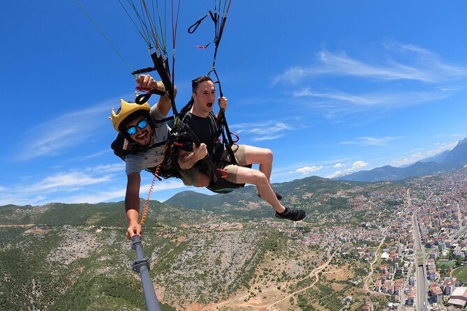 Tandem Paragliding in Alanya, Antalya Turkey with a Licensed Guide - The launch and first view of Alanya